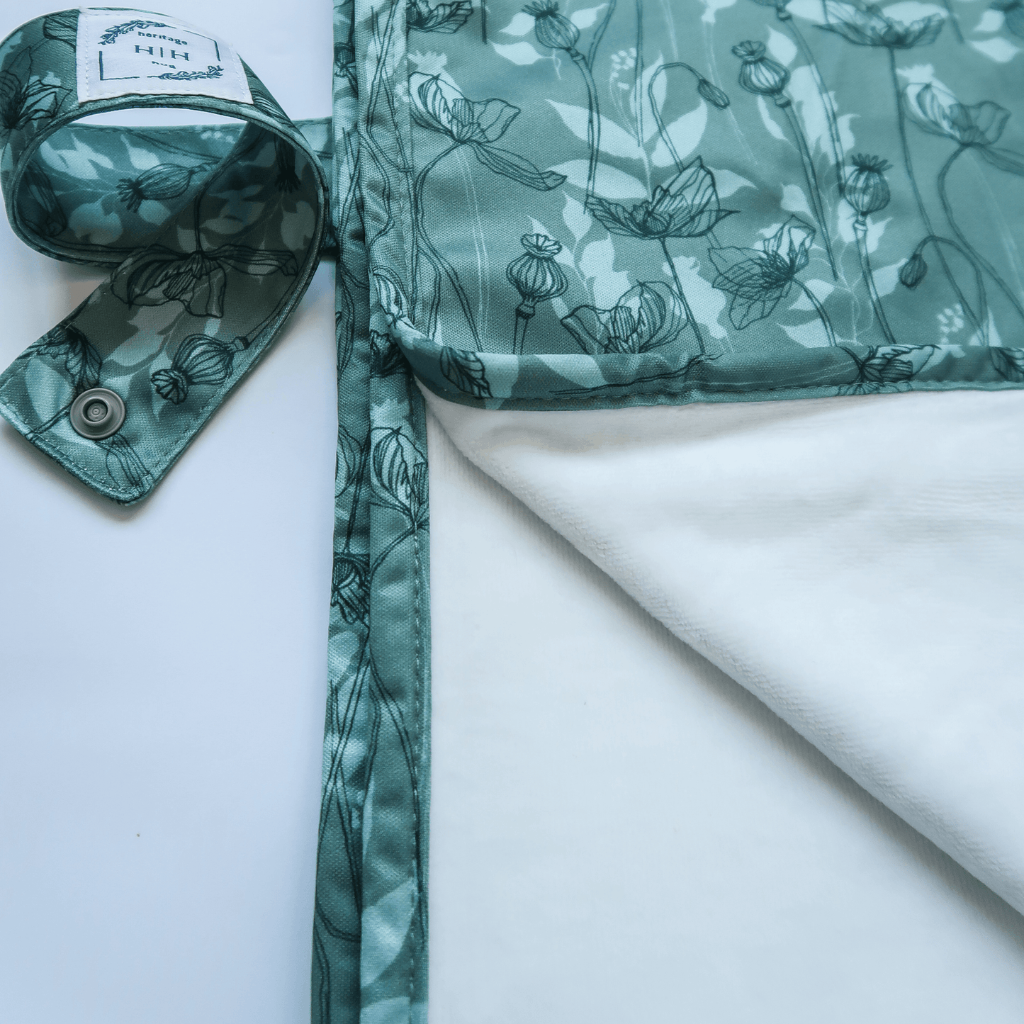 Portable Changing Mat " Teal poppies" - heritagehug