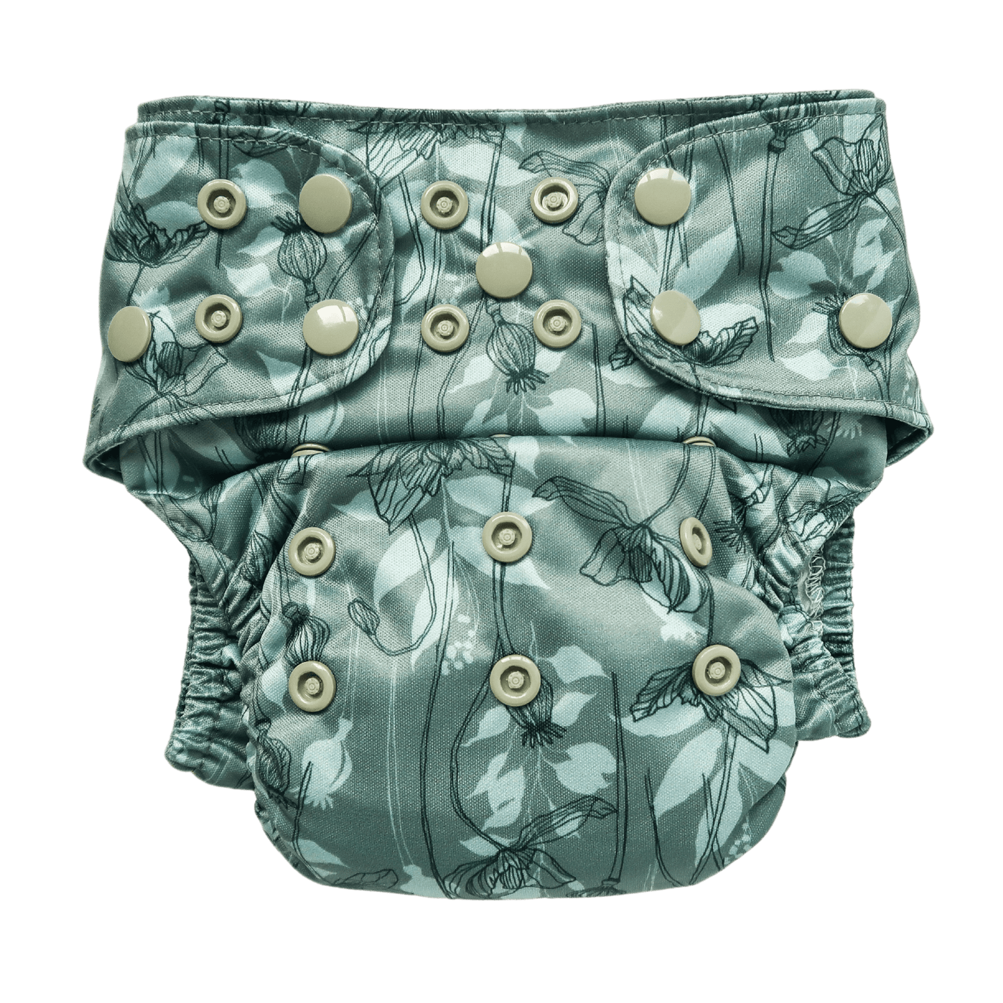 HugInOne double gusset "Teal poppies" - heritagehug